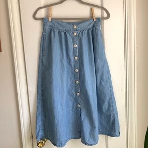 Madewell Button Front Midi Skirt Size 2